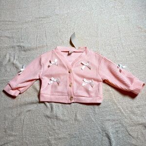 Pink Baby Sweater with Bow Accents, 9-12‎ month, infant sweater